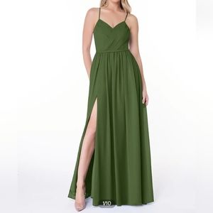 Azazie Cora Dress in Olive